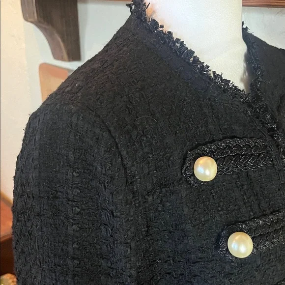 Zara Black Tweed Military Style Open Jacket, size M - Picture 4 of 9